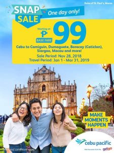 Cebu Pacific Air One day snap sale
